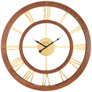 ساعت دیواری چوبی لوتوس مدل HEINSBERG کد W-19022 رنگ WALNUT/GOLD