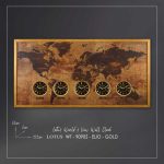 ساعت دیواری چوبی چندزمانه لوتوس مدل ELIO-WT-90902 رنگ GOLD