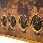 ساعت دیواری چوبی چندزمانه مدل ELIO کد WT-90902 رنگ GOLD