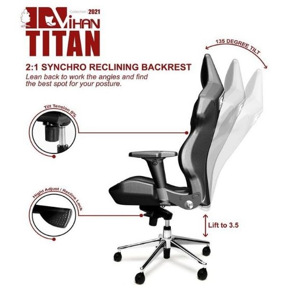 صندلی گیمینگ ویهان Titan-1 روکش تمام چرم ساده
