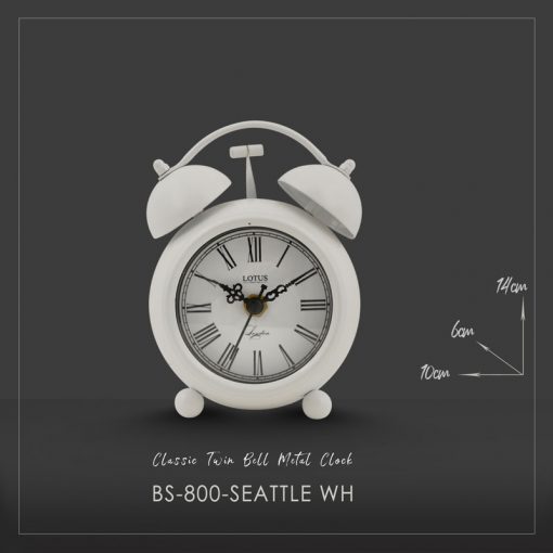 ساعت فلزی رومیزی مدل SEATTLE کد BS-800 رنگ (WHITE) لوتوس
