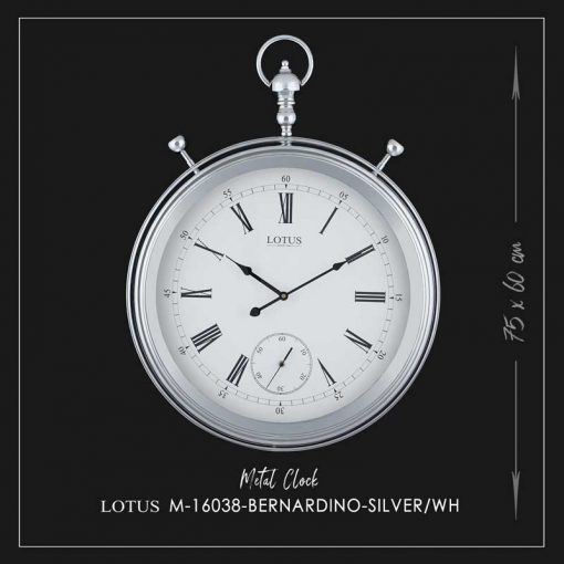 ساعت دیواری فلزی مدل BERNARDINO کد M-16038 رنگ SILVER/WH
