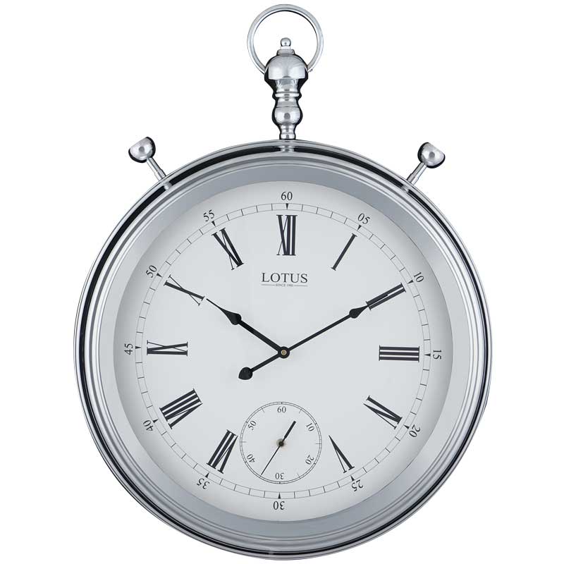 ساعت دیواری فلزی لوتوس مدل BERNARDINO کد M-16038 رنگ SILVER/WH