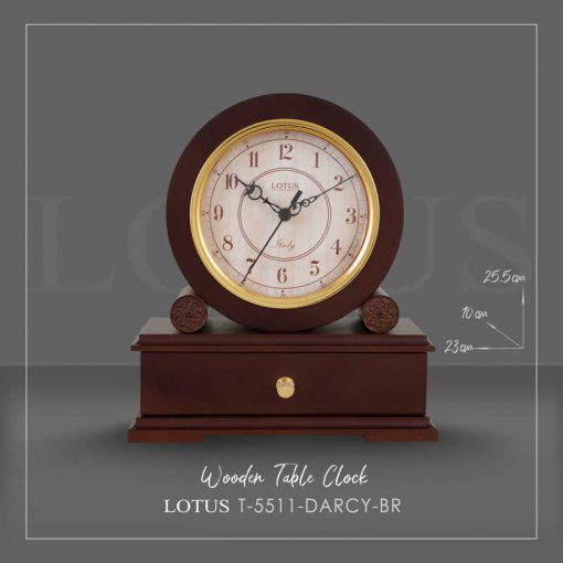 ساعت رومیزی چوبی مدل DARCY کد T-5511 رنگ BROWN لوتوس