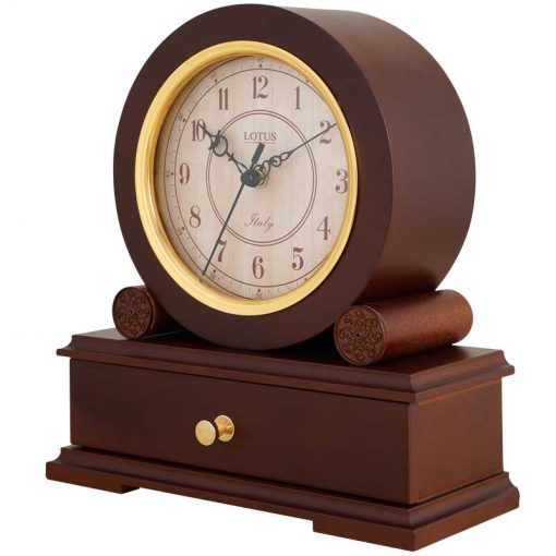 ساعت رومیزی چوبی لوتوس مدل DARCY کد T-5511 رنگ BROWN
