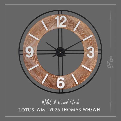 ساعت دیواری روستیک مدل THOMAS کد WM-19025 رنگ WH/WH