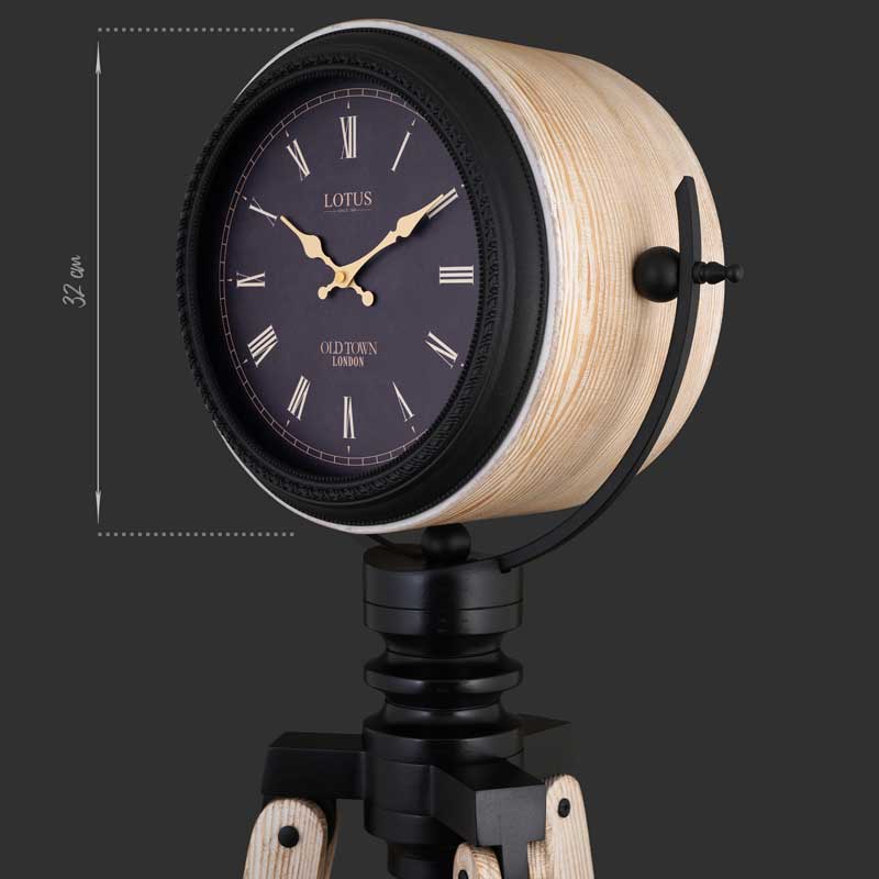 ساعت سه پایه مدرن چوبی لوتوس مدل RUFINO-MFC-9123 رنگ WHITEWASH