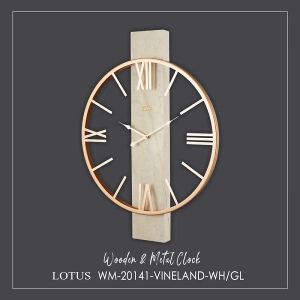 ساعت دیواری لوتوس مدل VINELAND کد WM-20141 رنگ WH/GL