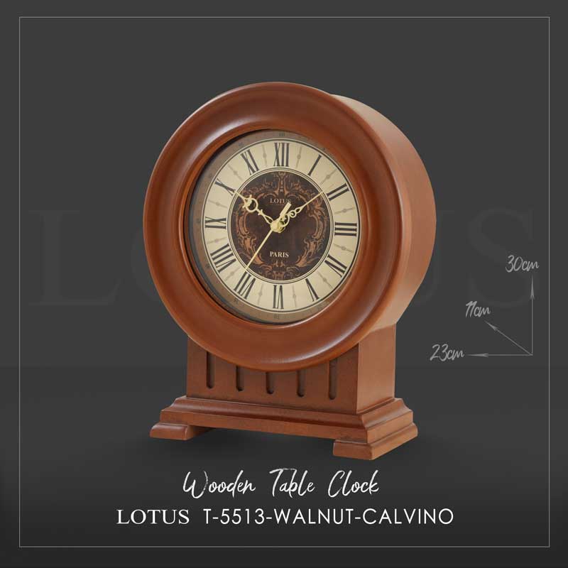 ساعت رومیزی چوبی لوتوس CALVINO کد T-5513 رنگ WAL