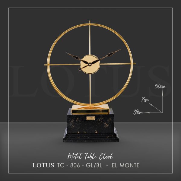 ساعت رومیزی فلزی مدل EL MONTE کد TC-806 رنگ GOLD/BLACK
