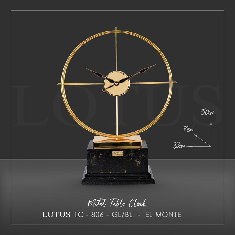 ساعت رومیزی فلزی لوتوس مدل EL MONTE – TC-806 رنگ GOLD/BLACK