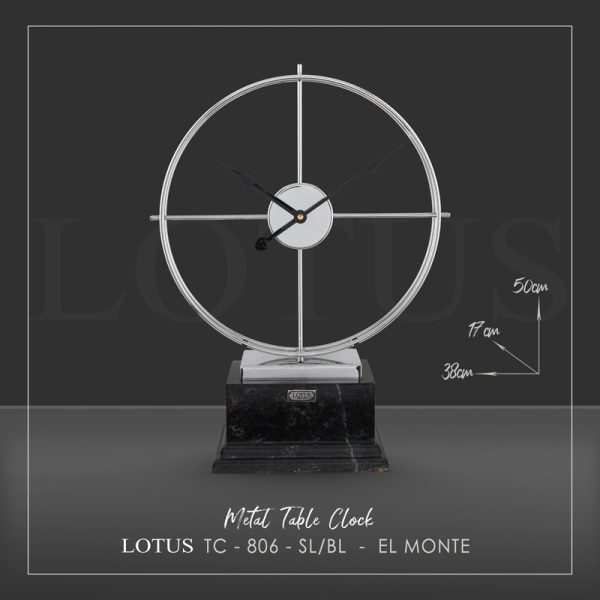 ساعت رومیزی فلزی مدل EL MONTE کد TC-806 رنگ SILVER/BLACK