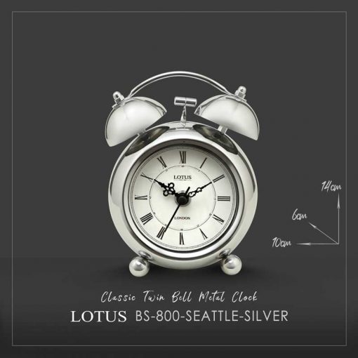 ساعت فلزی رومیزی لوتوس مدل SEATTLE کد BS-800 رنگ SILVER