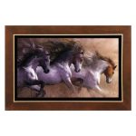 تابلو نقاشی لوتوس مدل تازیدن سه اسب وحشی-کد FWB-120X80-Y