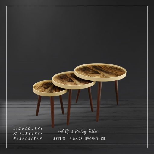 میز عسلی سه تکه لوتوس مدل ALMA کد LIVORNO-731