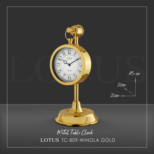 ساعت رومیزی فلزی لوتوس مدل WINOLA کد TC-809رنگ GOLD