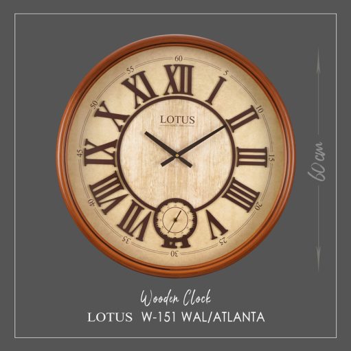 ساعت دیواری چوبی لوتوس مدل ATLANTA-W-151 رنگ WALNUT