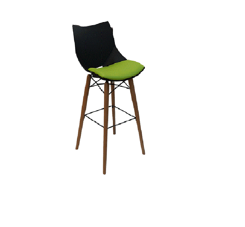 صندلی کانتر پایه چوبی نظری مدل شل-Shell-P832B