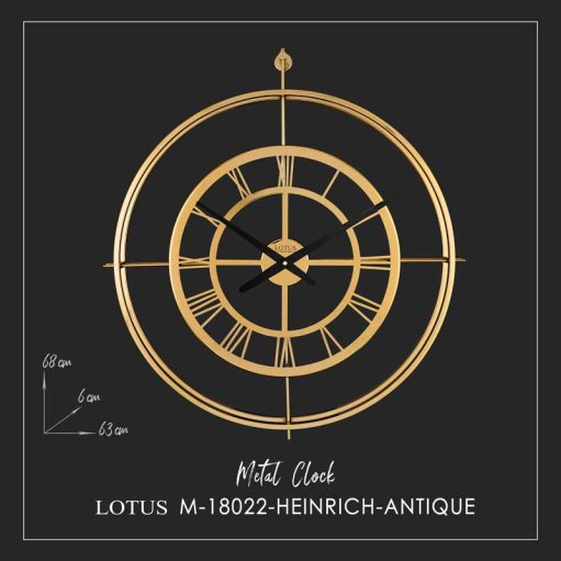 ساعت دیواری فلزی مدل HEINRICH کد M-18022 رنگ ANTIQUE_G