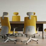 صندلی مدیریتی نیلپر OCM 888 - چرم زرد و فریم طوسی