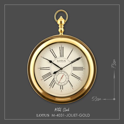 ساعت دیواری فلزی لوتوس مدل JOLIET کد M 4031 رنگgold